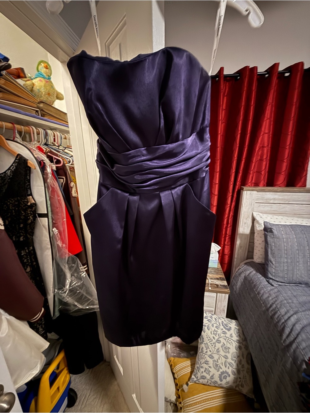 David’s Bridal Strapless purple short dress size 6